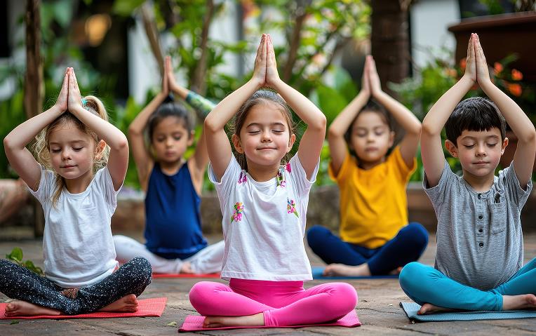 Kids doing yoga